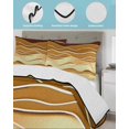 thumbnail image 4 of Coastal Yellow Twin XL Size Down Alternative Comforter,Lightweight Comforter Quilt Bedding Set with Pillow Shams Ombre Ocean Wave Stripes Brown Beach Sand Bed Comforter Duvet Insert 68"x98", 4 of 7