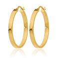 thumbnail image 5 of 14K Solid Yellow Gold Edge 3mm Round Medium Hoop Earrings, 5 of 10