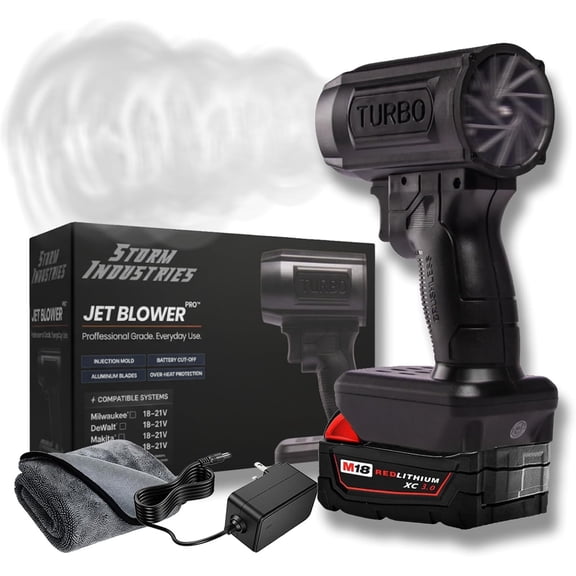 Storm Industries Jet Blower, 2026 New Cordless Portable Snow Blower for Car, Double-Blow V2.0 160,000 RPM 200 Mph, Car Dryer Air Blowers for Windshield, Patio, Snow, Dust (for Dewalt)