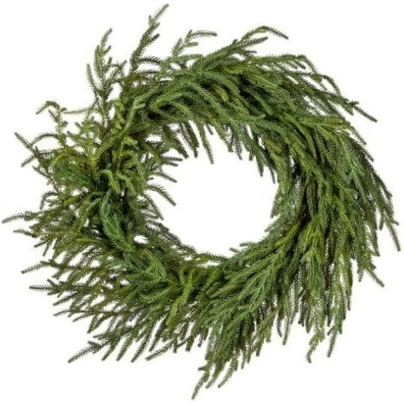 24" Real Touch Norfolk Pine Christmas Wreath for Front Door - Soft & Thick - by Guvpev