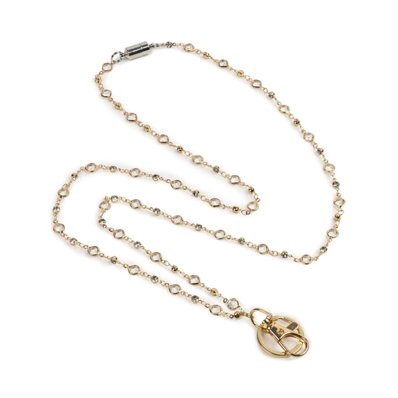 Essentials Women's Adult Fashion Lanyard Clear Beaded, 19" Long, Hook and Keyring