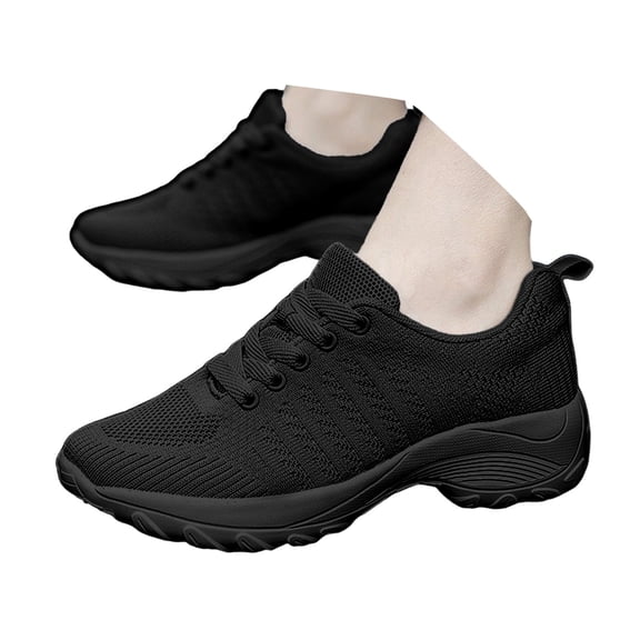 IUJSOY Womens Sneakers Arch Support Walking Shoes Lace up Knit Mesh Gym Jogging Tennis Shoes