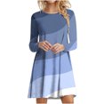 thumbnail image 1 of Pompotops Robe Décontractée pour Femmes à Manches Longues, Col Rond, Imprimée, Longueur Genou, en Solde, 1 of 5