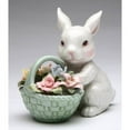 thumbnail image 3 of Ceramic Easter Bunny Figurine with Flower Basket 3.5in Spring Gift, 3 of 3