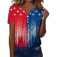 thumbnail image 2 of 4th of July Shirts Women Button Henley V Neck Short Sleeve Patriotic Tops Casual American Flag Graphic Tee T-Shirts Blue S, 2 of 4