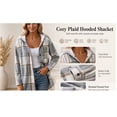 thumbnail image 5 of Sevevn Women's Plaid Hooded Shirt Jacket Long Sleeve Button Front Shacket Casual Lightweight Oversized Coat with Drawstring Hood Soft Layering Outerwear for Fall Winter Travel Daily Wear, 5 of 9