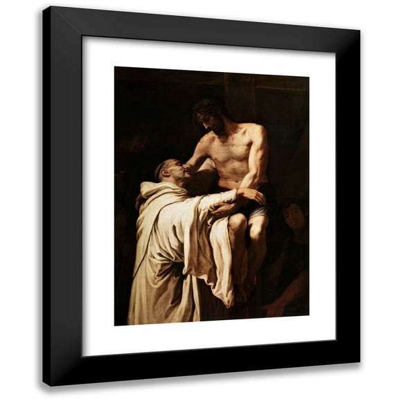 Francisco Ribalta 11x14 Black Modern Framed Museum Art Print Titled - St. Bernard Embraces Christ (1625-27)