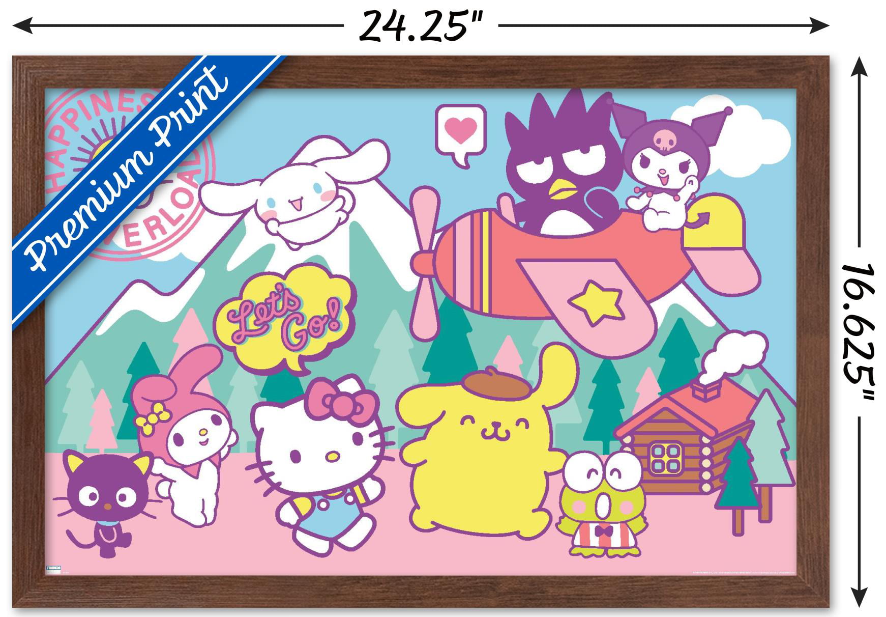 Hello Kitty Poster Blue Heart Poster Wall Art Sticky Poster
