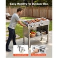 thumbnail image 5 of KFFKFF Outdoor Propane Griddle with 2 Burners (11,600 BTU Each), Stainless Steel Gas Griddle Cart Featuring 4 Lockable Wheels, 1/3 Food Pan, Side Handle for Easy Handling, 5 of 9