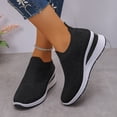 thumbnail image 2 of Wedge Sneakers for Women Elastic Knitted Mesh Glitter Rhinestone Slip on Tennis Shoes Arch Support Casual Walking Shoes Breathable Loafers Black Size 8, 2 of 6