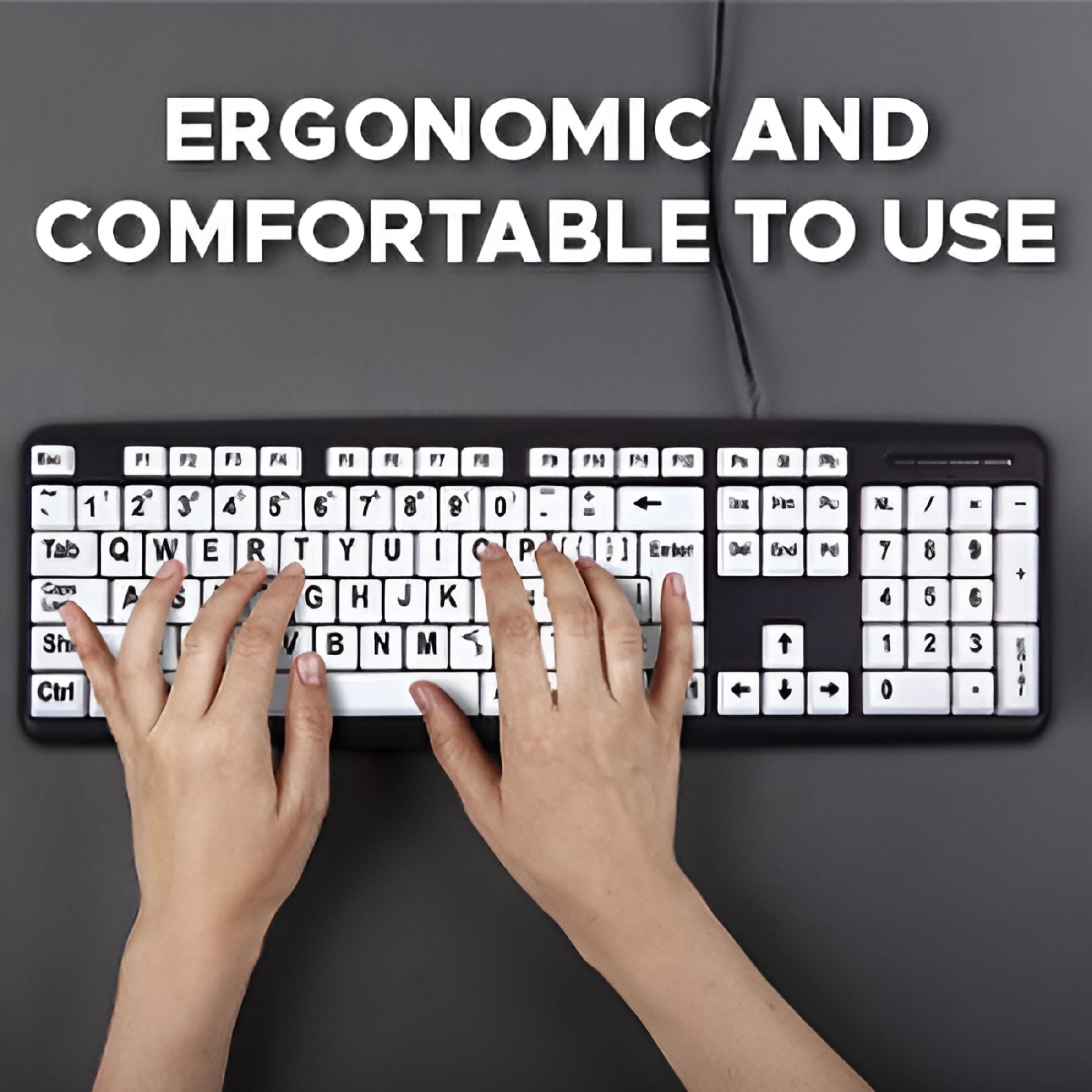 GJX 2026 New Large Print Wired Keyboard-Enhanced Visibility for Low Vision Individuals for Office,Home,Typing,Study,Computer Use