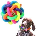 thumbnail image 2 of Woven Bell Ball Dog Toy, Teething Ring Rubber Ball With Bite-Resistant Design, Colorful Bell Ball In Small/Medium/Large Sizes, Perfect For Dogs' Teething And Entertainment, 2 of 8