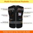 thumbnail image 3 of TCCFCCT Mesh Security Vest for Men Women 9 Pockets High Visibility Reflective Safety Vest, Hi Vis Vest with Reinforced Sewing, Durable to Use, Meets ANSI/ISEA, (G100S-Black, 4XL), 3 of 6