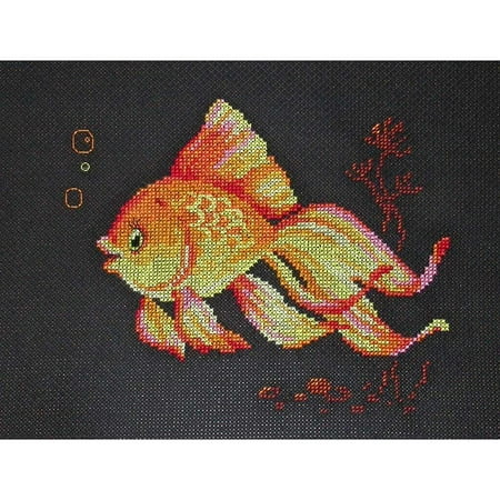 UPC: 4610009340999 | Counted Cross Stitch Kit I Fulfill Desires! 0-92 Needlework Easy Orange Fish By Alisa Small Easy Canvas Cotton