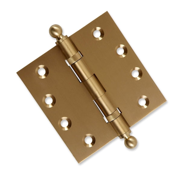 EMBASSY Door Hinge 4.5 x 4.5 Solid Brass Satin Brass with Ball Tips