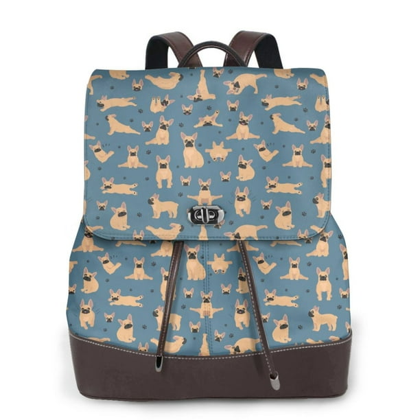 Fotbe French Bulldog Yoga Mochila Bolso con Estampado para Mujer, Mochila Antirrobo de Nylon Impermeable, Bolsa Ligera de Hombro
