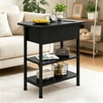 thumbnail image 4 of End Table with Charging Station, Flip Top Side Table with USB Ports and Outlets, 3-Tier Storage End Table for Small Spaces, Living Room, Bedroom, Black, 4 of 8