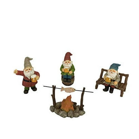 GlitZG l Am Happy Gnomes Beer Drinking Buddies Garden Statue, 5 Count