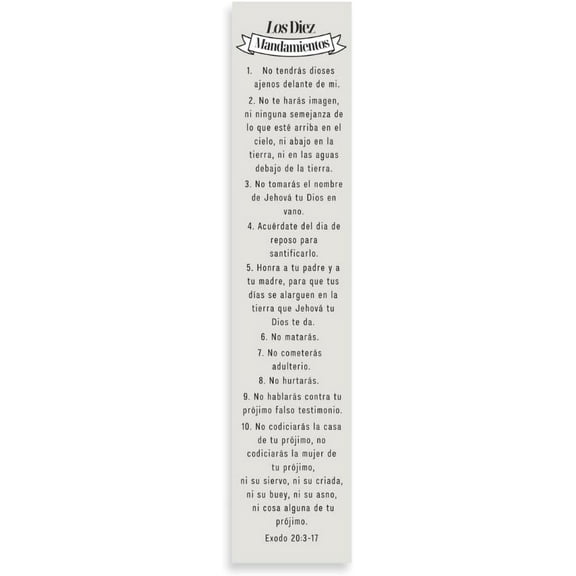 Spanish 7x1.5inch Christian Bookmark The Ten Commandments | Los Diez Mandamientos (Single)