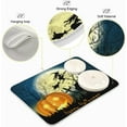 thumbnail image 3 of Halloween Night Witch Bat Dish Drying Mat,Pumpkin Latern Absorbent Dish Drying Mat for Kitchen, Extra Large, 16" x 18", 3 of 5