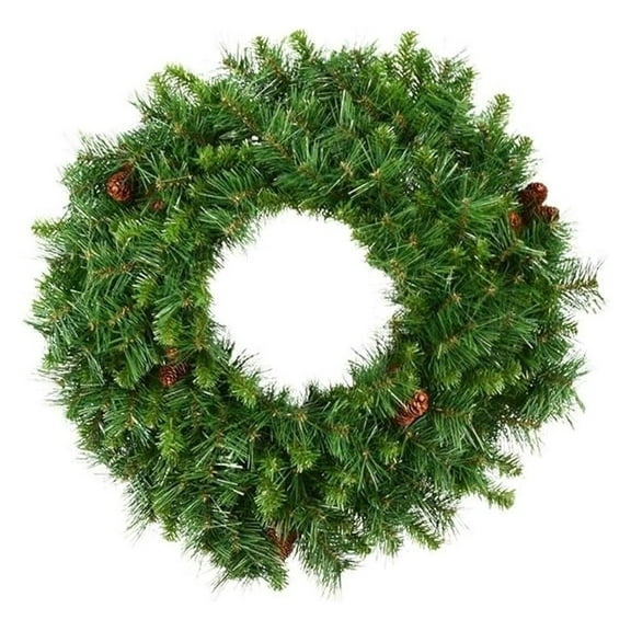 36" Pine Artificial - Unlit - Green Wreath - Artificial Wreath for Mantle or Door - Festive Wreath - and Realistic - Wreath with Pinecones