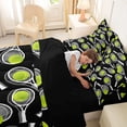thumbnail image 5 of Manfei Tennis Racket Twin Bedding For Boys,Ball Lovers Bedding Comforter Set,Black Green White,Black Reversible,7-Piece, 5 of 8