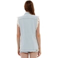 thumbnail image 2 of Womens Oversized Sleeveless Distressed Denim Vest Pockets Jean Jacket, Light Denim, Small, 2 of 5