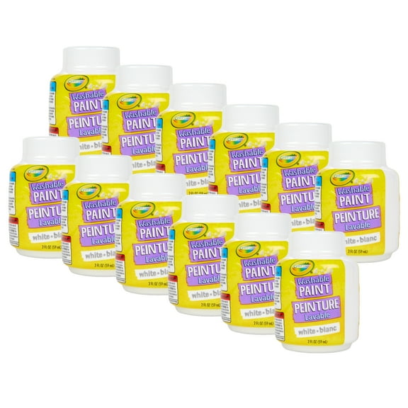 Crayola Washable Paint, 2oz, White, Pack of 12