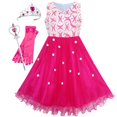 thumbnail image 1 of Flower Girls Dress Hot Pink Crown Gloves Lace Pearl Pageant Wedding 7 Years, 1 of 6