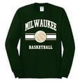 thumbnail image 2 of Wild Bobby City of Milwaukee Basketball Fantasy Fan Sports Mens Long Sleeve Shirt, Forest Green, Small, 2 of 5