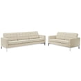 thumbnail image 1 of Modern Contemporary Urban Design Living Room Lounge Club Lobby Loveseat and Sofa Set, Fabric, Beige, 1 of 5