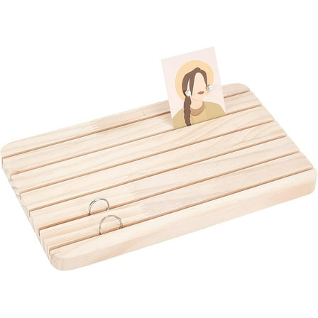 Natural Wood Earring Display Stands 6 Slots Wood Earring Card Holder Jewelry Earring Display Holder Jewelry Stand Jewelry Retail Display for Selling Slot:3mm 10.9×6.57" for diy