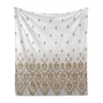 thumbnail image 1 of Victorian Soft Flannel Fleece Blanket, Damask Motifs in Vintage Romantic Country Style Ombre Elements Floral Art, Cozy Plush for Indoor and Outdoor Use, 70" x 90", Brown Grey White, by Ambesonne, 1 of 6
