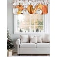 thumbnail image 3 of Thanksgiving Pumpkin Valances for Windows Eucalyptus Leaves Flowers Wood Texture Kitchen Valance Curtain Rod Pocket Small Curtains for Cafe Bathroom Laundry Basement 54" x 18", 3 of 8