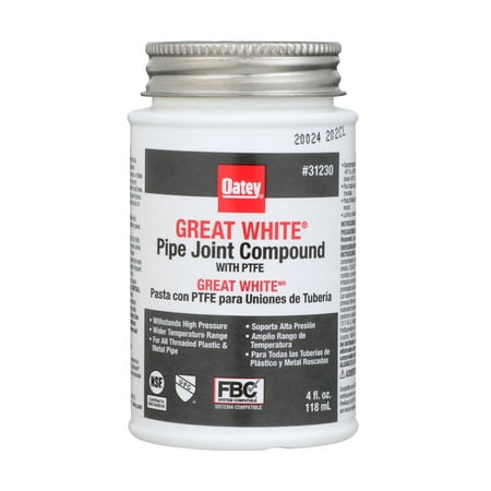 UPC 038753312309 product image for Oatey 31230 Great White Pipe Joint Compound  4 oz Can  Liquid  Paste  White | upcitemdb.com