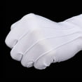 thumbnail image 6 of EUZODNAK 2 Pairs White Cotton Gloves Men Costume Stitched Uniform Gloves for Wedding Formal Tuxedo Party Jewelry Inspection (Nylon 10 Inch), 6 of 7