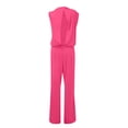 thumbnail image 4 of Women's Dressy Casual Summer Jumpsuits Sleeveless Mock Neck Wide Leg Pants Romper One Piece Formal Party Outfits Pink XL, 4 of 5