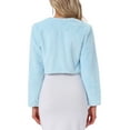 thumbnail image 3 of CHAQUETA CORTA DE FALSO PELO SIN CUELLO DE MANGA LARGA PARA MUJERES INSPIRADA EN CHIC TALLA L(14) AZUL CLARO, 3 of 6