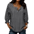 thumbnail image 2 of Guluxicc Women's Striped Shirts Scoop Neck Button Short Sleeve Basic Tops for Summer Casual Outfits, 2 of 8