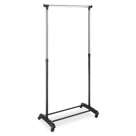 Whitmor Adjustable Rolling Garment Rack, Metal, Black and Chrome