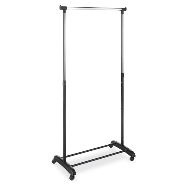 Whitmor Adjustable Rolling Garment Rack, Metal, Black and Chrome
