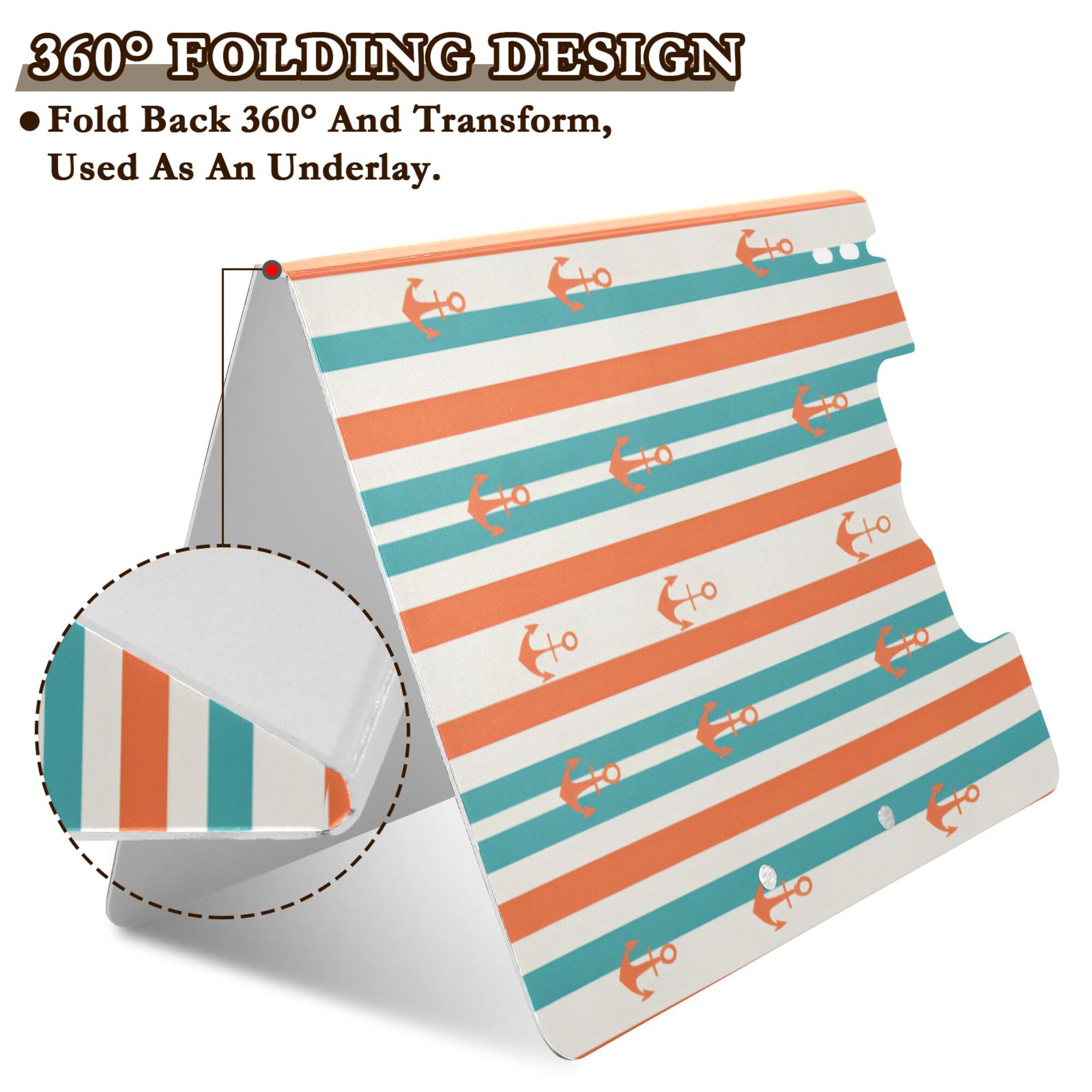 FORMRS A4 Clipboard Folder with Pen Holder Horizontal Foldable School Office Binder, Simple Nautical Pattern