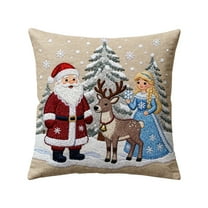 chaungfeng Christmas Decorations, Santa Claus Print Christmas Pillow Covers 18" x 18", with 8 Cute Patterns, Throw Pillow Covers for Home Christmas Decor, Soft Linen Material