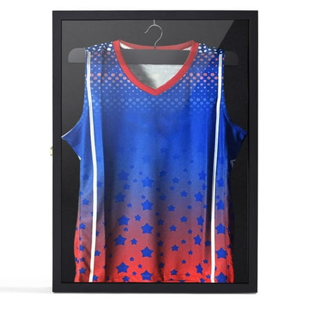 Baseball 6 Box Case - SANDINRAYLI Sports Jersey Display Case Memories Box Wall Mounted Frame Baseball Basketball Black
