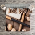 thumbnail image 3 of Ambesonne Baseball Quilted Bedspread Set 3 Pcs, Rustic Style Sports Themed, King Size, Brown and Pale Brown, 3 of 3
