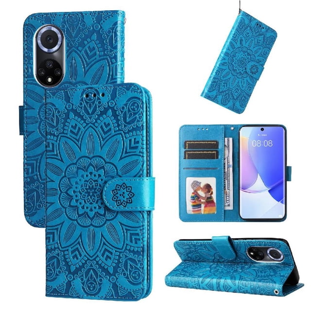 Funda tipo cartera GANGXUN para Honor 50 , diseño girasol, cuero PU, soporte, cierre magnético, tarjetero