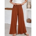 thumbnail image 3 of ANRABESS Womens Wide Leg Pants Summer Casual Palazzo Lounge Pants High Smocked Waist Loose Beach Pants with Pockets, 3 of 9