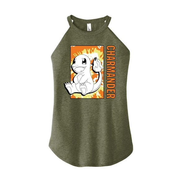 Pokémon - Tie Dye Charmander - Juniors High Neck Tank Top