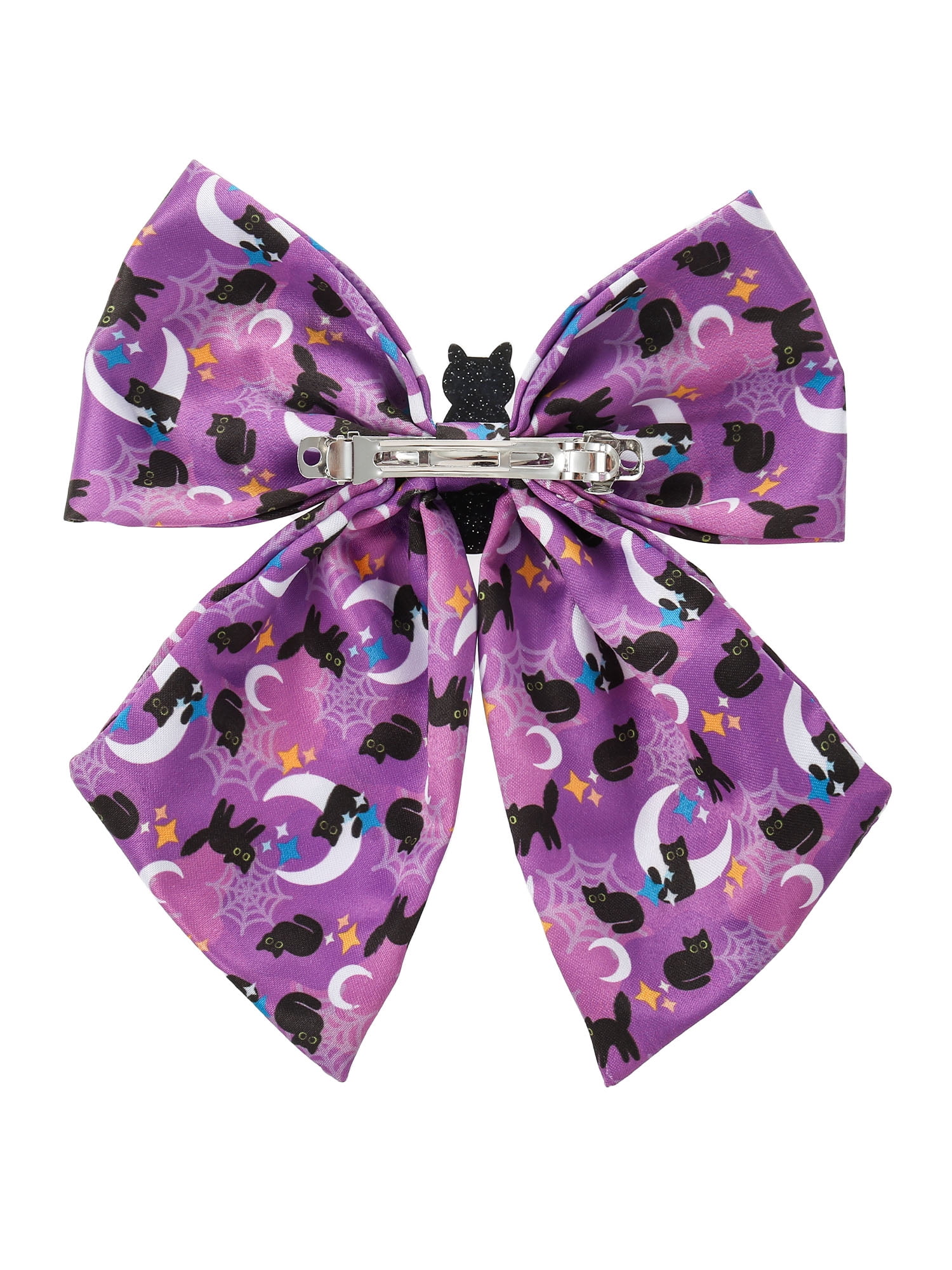 Way to Celebrate Halloween Purple Patterned Cat Hair Bow, Multicolor, 1 Piece, Barrette Hair Clip