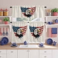 thumbnail image 2 of Independence Day Kitchen Curtains Valances 3 Piece Set, Patriotic Bald Eagle U.S. Flag Retro Linen Rod Pocket Tier Curtain and Valance Drapes for Small Window 36 Inch Length for Bedroom Cafe, 2 of 9